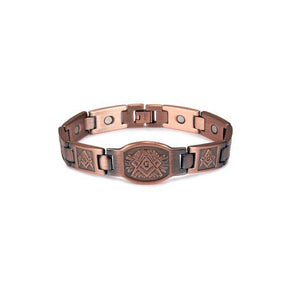 Knights Templar Commandery Bracelet - Square and Compass G/Cross Copper Magnetic