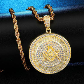 Master Mason Blue Lodge Necklace - Square and Compass G Zircon Stone