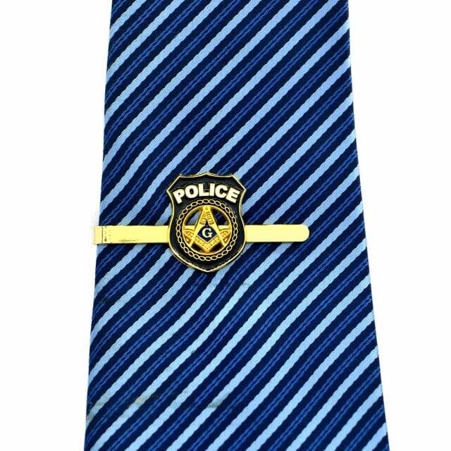 Master Mason Blue Lodge Tie Bar - Police Square & Compass G (Black & Gold)