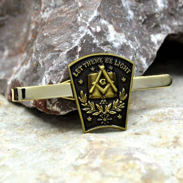 Master Mason Blue Lodge Tie Clip - Antique Bronze LET THERE BE LIGHT