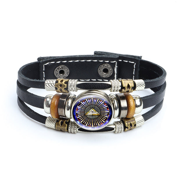 Master Mason Blue Lodge Bracelet - Handmade Braided Square and Compass G - Bricks Masons