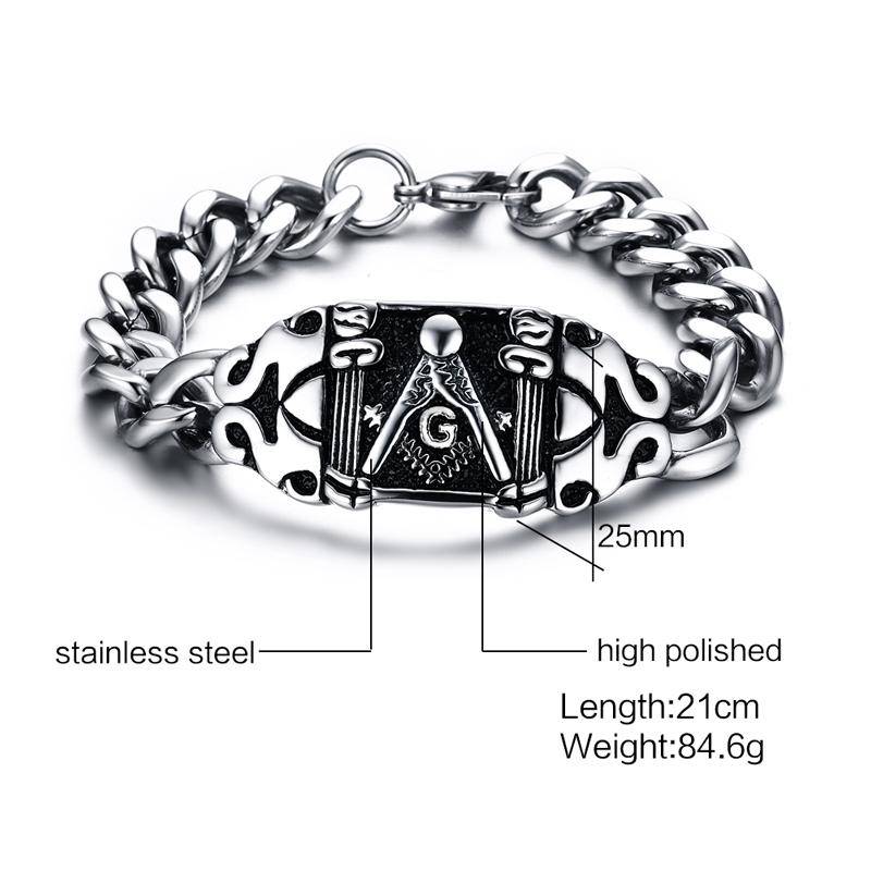 Master Mason Blue Lodge Bracelet - Biker Square and Compass