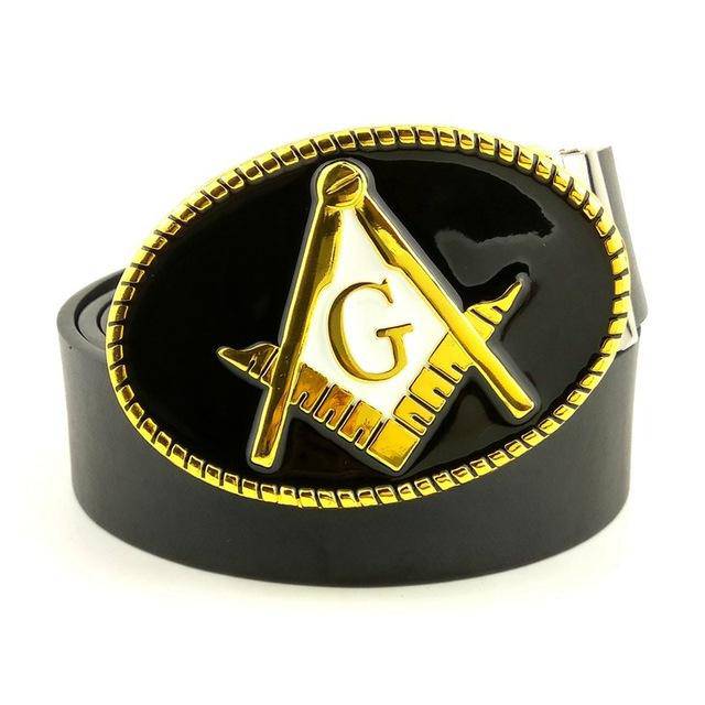 Master Mason Blue Lodge Belt - Golden Square & Compass G