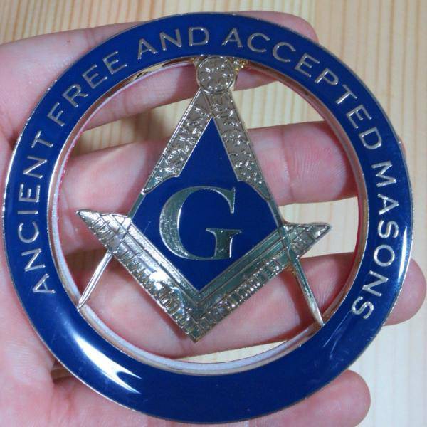 Master Mason Blue Lodge Car Emblem - ANCIENT FREE AND ACCEPTED MASONS Medallion