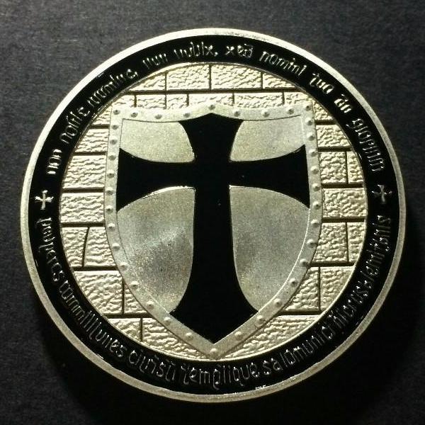 Knights Templar Commandery Coin - Wide Cross Shield Black