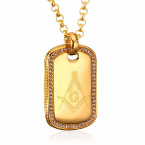 Master Mason Blue Lodge Necklace - Golden Zirconia Tag