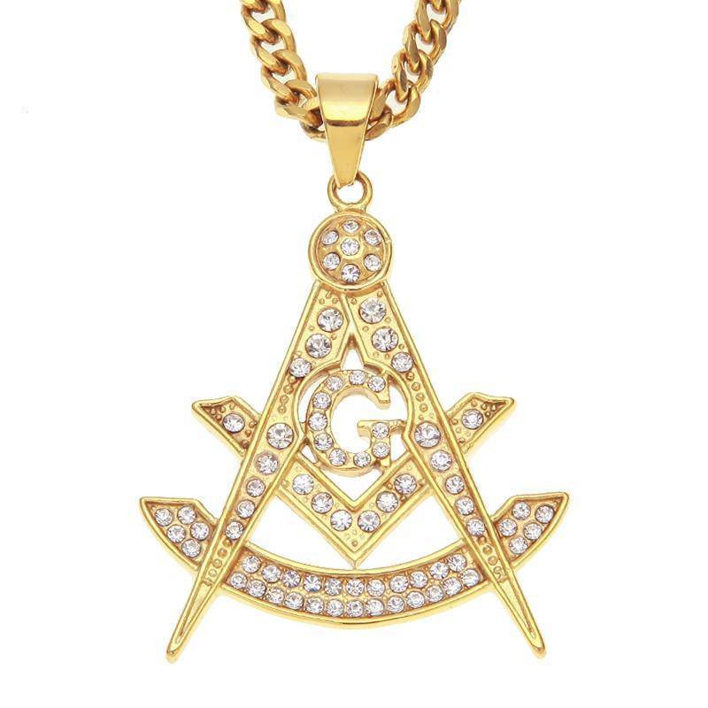 Past Master Blue Lodge Necklace - Quadrant Zirconia Rhinestone