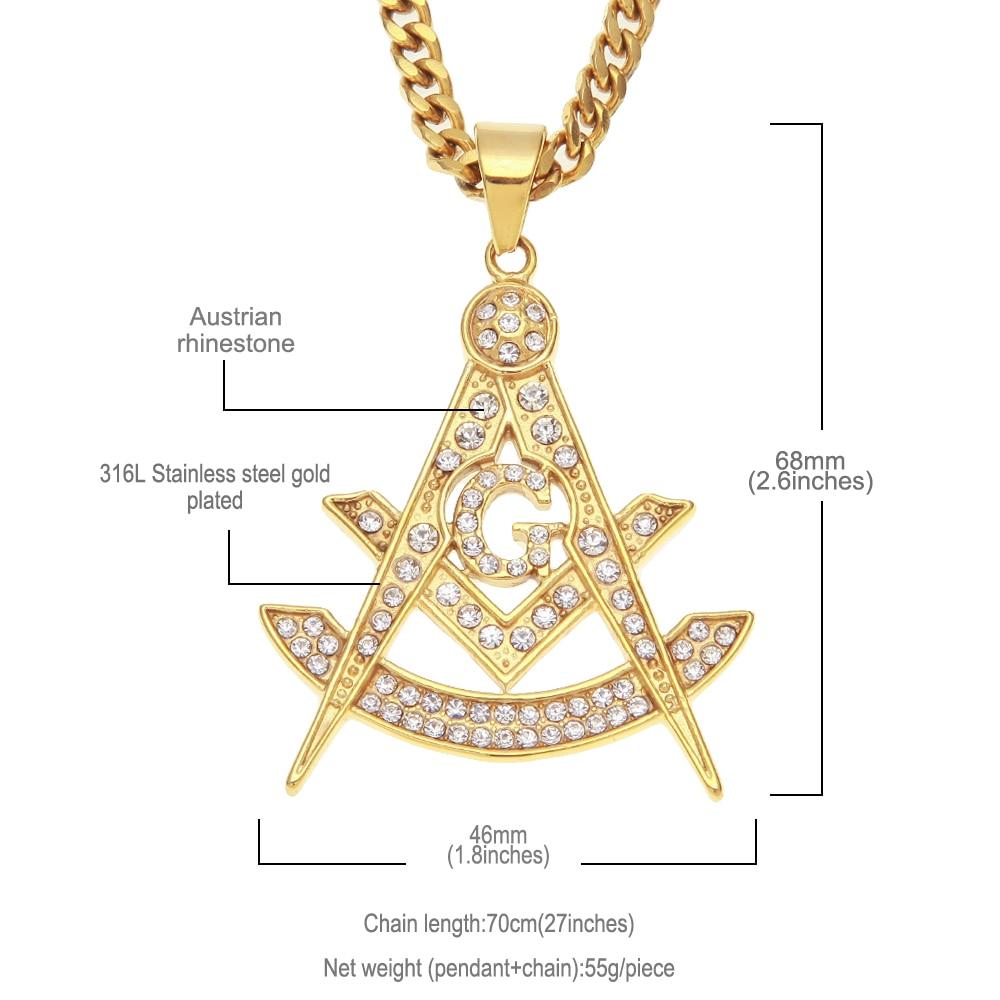 Past Master Blue Lodge Necklace - Quadrant Zirconia Rhinestone