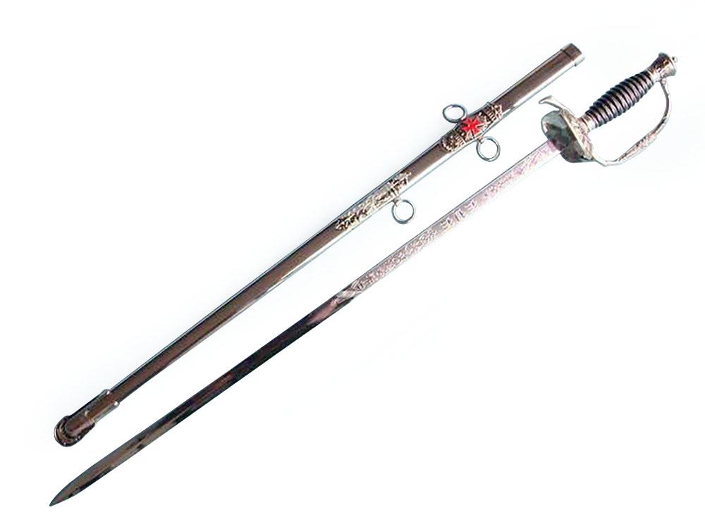 Knights Templar Sword - Red Cross Silver 35.6"