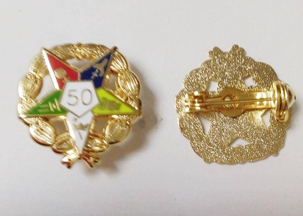 OES Lapel Pin - Eastern Star 50 Year Service With Wreath