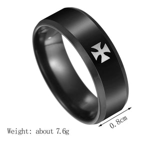 Knights Templar Commandery Ring - Cross Black Band