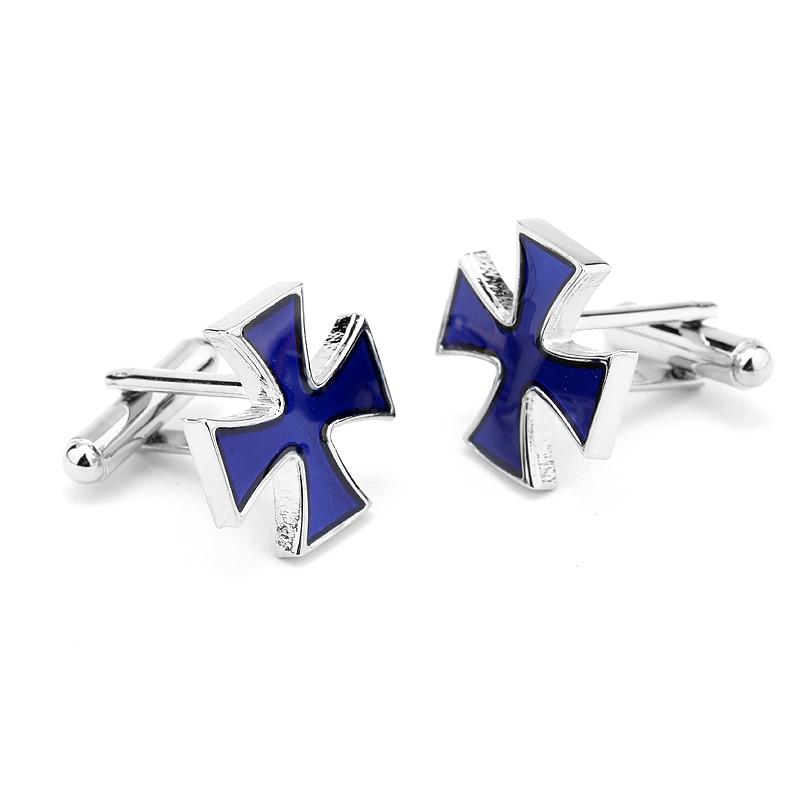 KNIGHTS TEMPLAR COMMANDERY CUFFLINK - BLUE ENAMEL CROSS