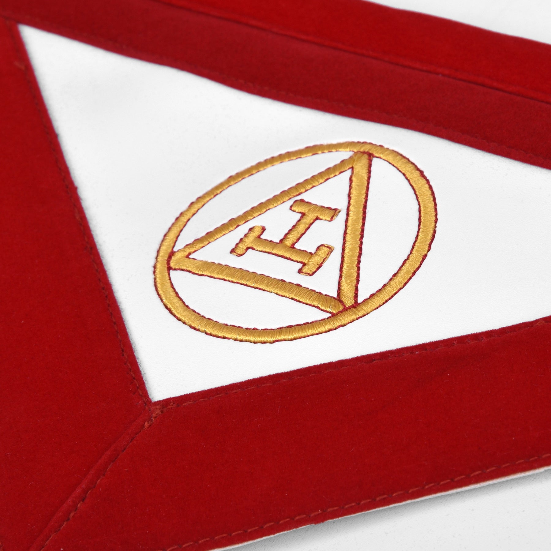 Royal Arch Chapter Apron - Red Velvet With Triple Tau - Bricks Masons