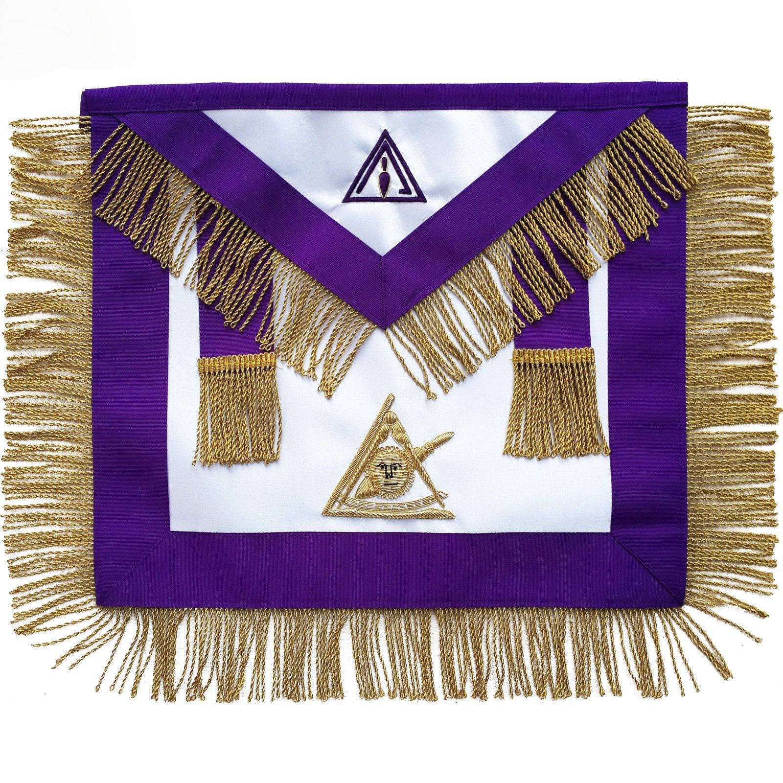 Past Illustrious Master Council Apron - Purple Hand Embroidery & Fringe Tassels