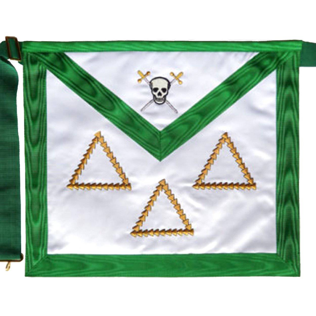 15th Degree Scottish Rite Apron - White & Green Moire