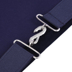 Secretary Blue Lodge Officer Apron - Dark Blue With Silver Hand Embroidery Bullion - Bricks Masons