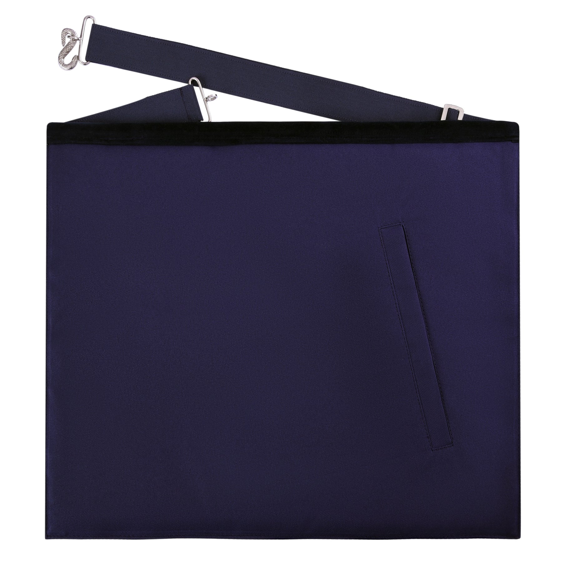 Senior Deacon Blue Lodge Officer Apron - Kenton Lodge Navy Velvet With Silver Embroidery Thread - Bricks Masons