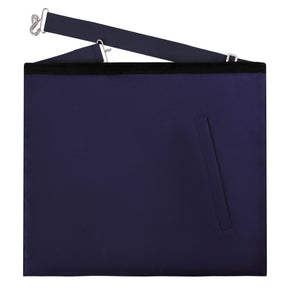 Senior Deacon Blue Lodge Officer Apron - Kenton Lodge Navy Velvet With Silver Embroidery Thread - Bricks Masons