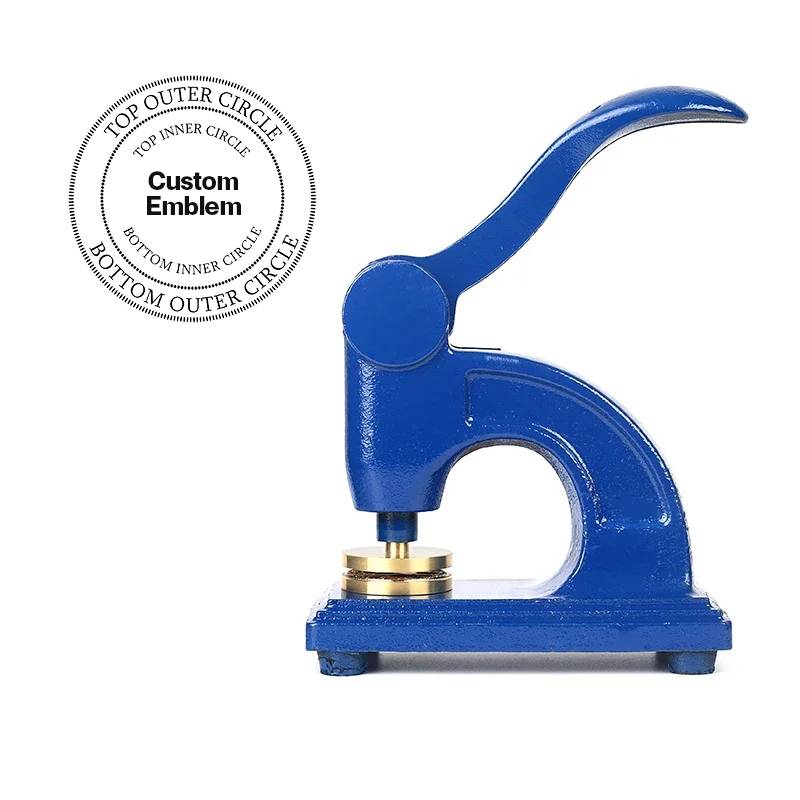 Shriners Seal Press - Long Reach Blue Color With Customizable Stamp - Bricks Masons