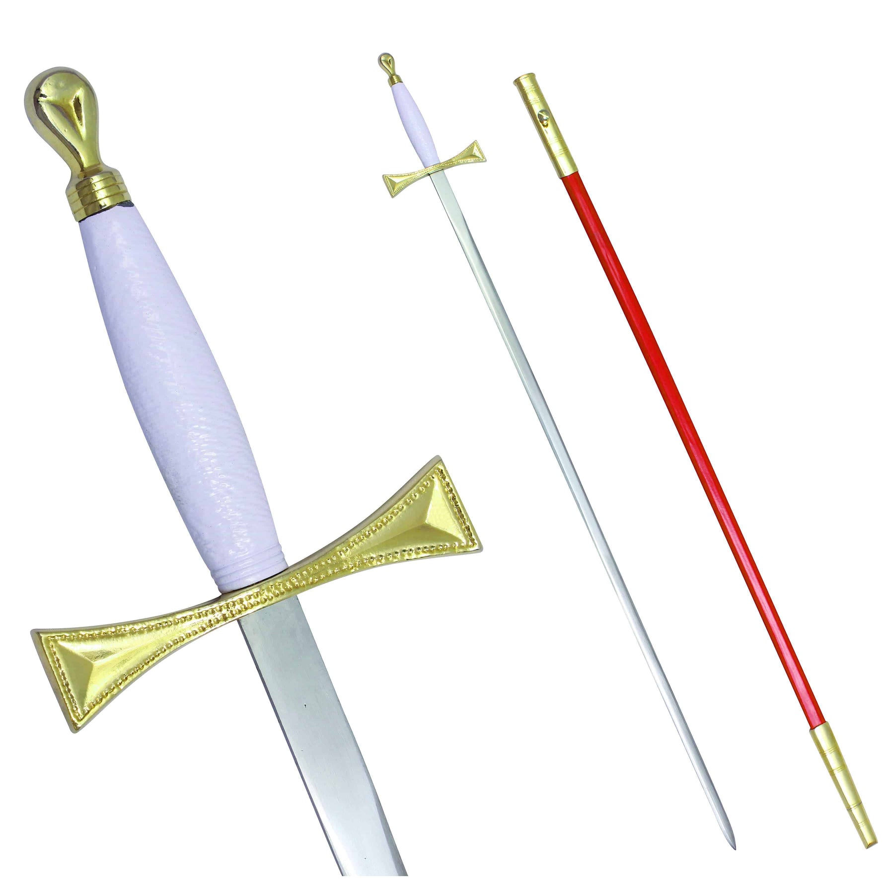 Universal Sword - White Gold Hilt and Red Scabbard - Bricks Masons