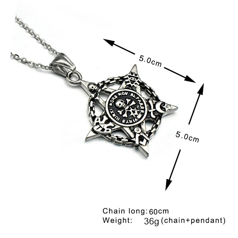 Widows Sons Necklace - Fivepointed Star Skull & Bones - Bricks Masons