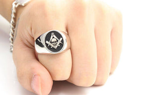 Widows Sons Ring - Skull and Bones 925 Sterling Silver - Bricks Masons