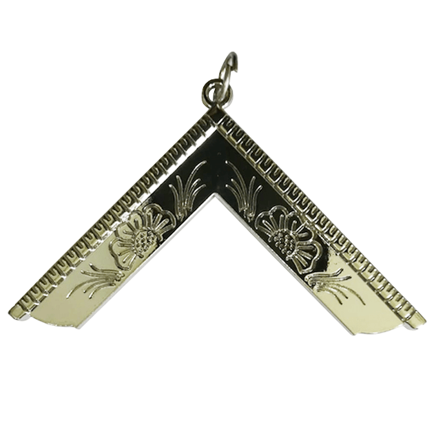 Worshipful Master Blue Lodge Officer Collar Jewel - Silver Metal - Bricks Masons