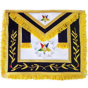 Worthy Patron OES Apron - Gold & Silver Bullion Wire Hand Embroidery - Bricks Masons