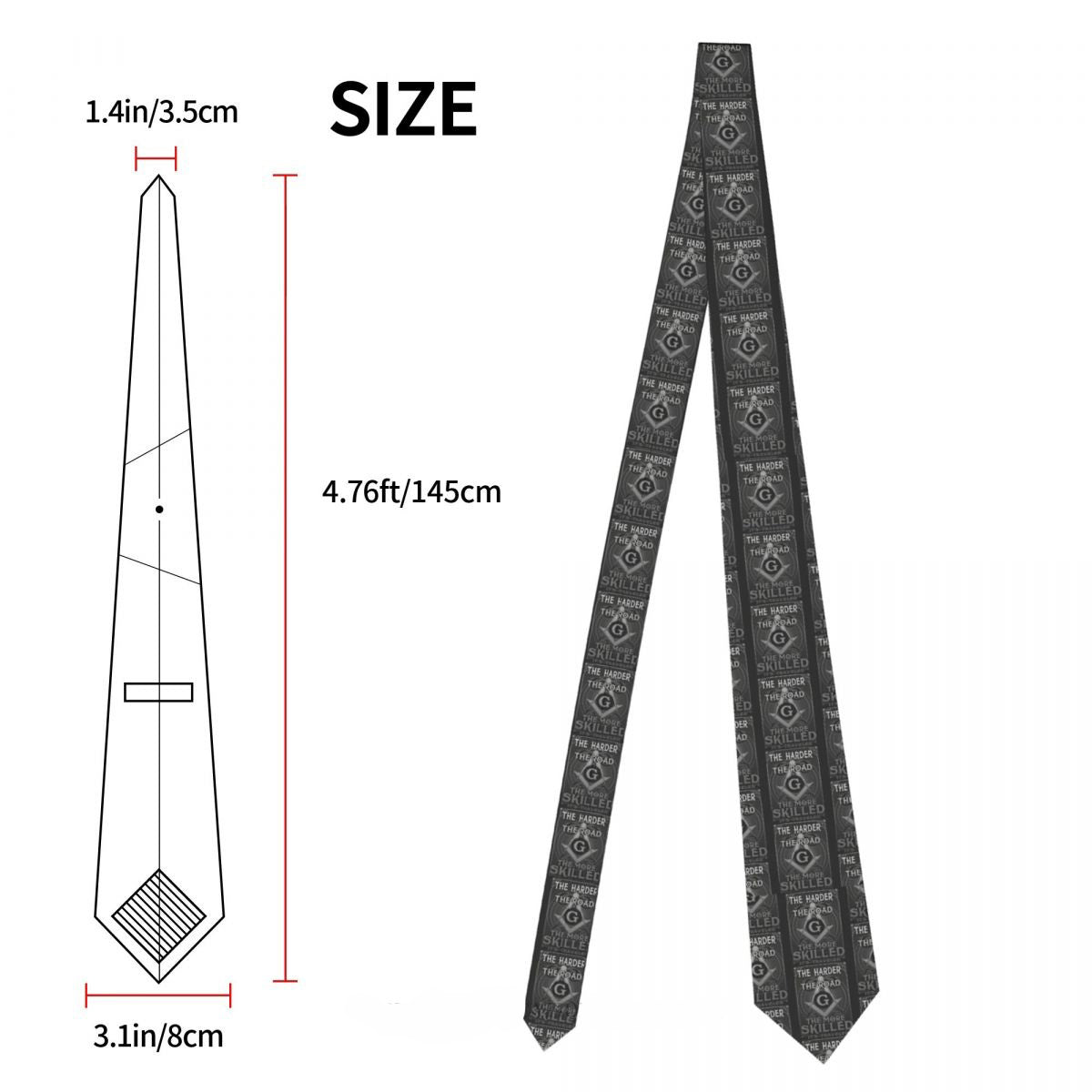 Master Mason Blue Lodge Necktie - Gray - Bricks Masons