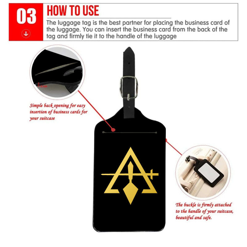 Council Luggage Tag - Black Leather - Bricks Masons