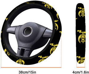 Shriners Steering Wheel Cover - White & Gold - Bricks Masons