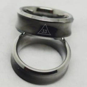 33rd Degree Scottish Rite Ring - Black Concave Tungsten - Bricks Masons