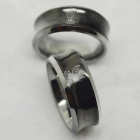 33rd Degree Scottish Rite Ring - Wings Up Black Concave Tungsten - Bricks Masons