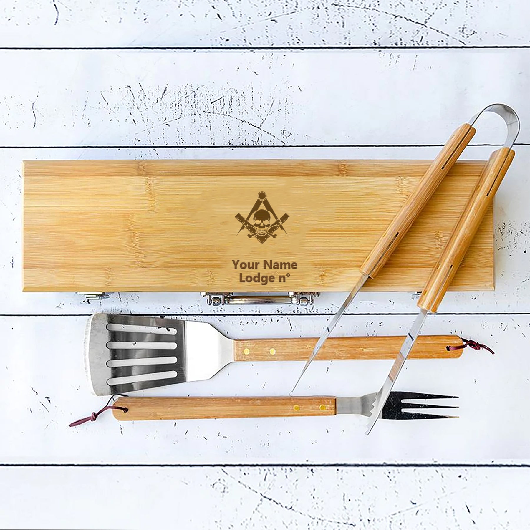 Widows Sons Grill Tool - BBQ Set & Bamboo Case - Bricks Masons