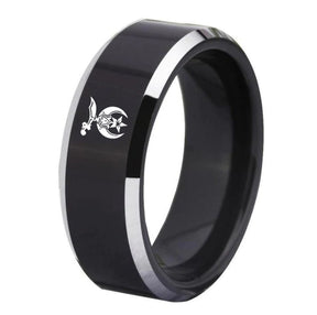 Shriners  Ring - Black Tungsten - Bricks Masons