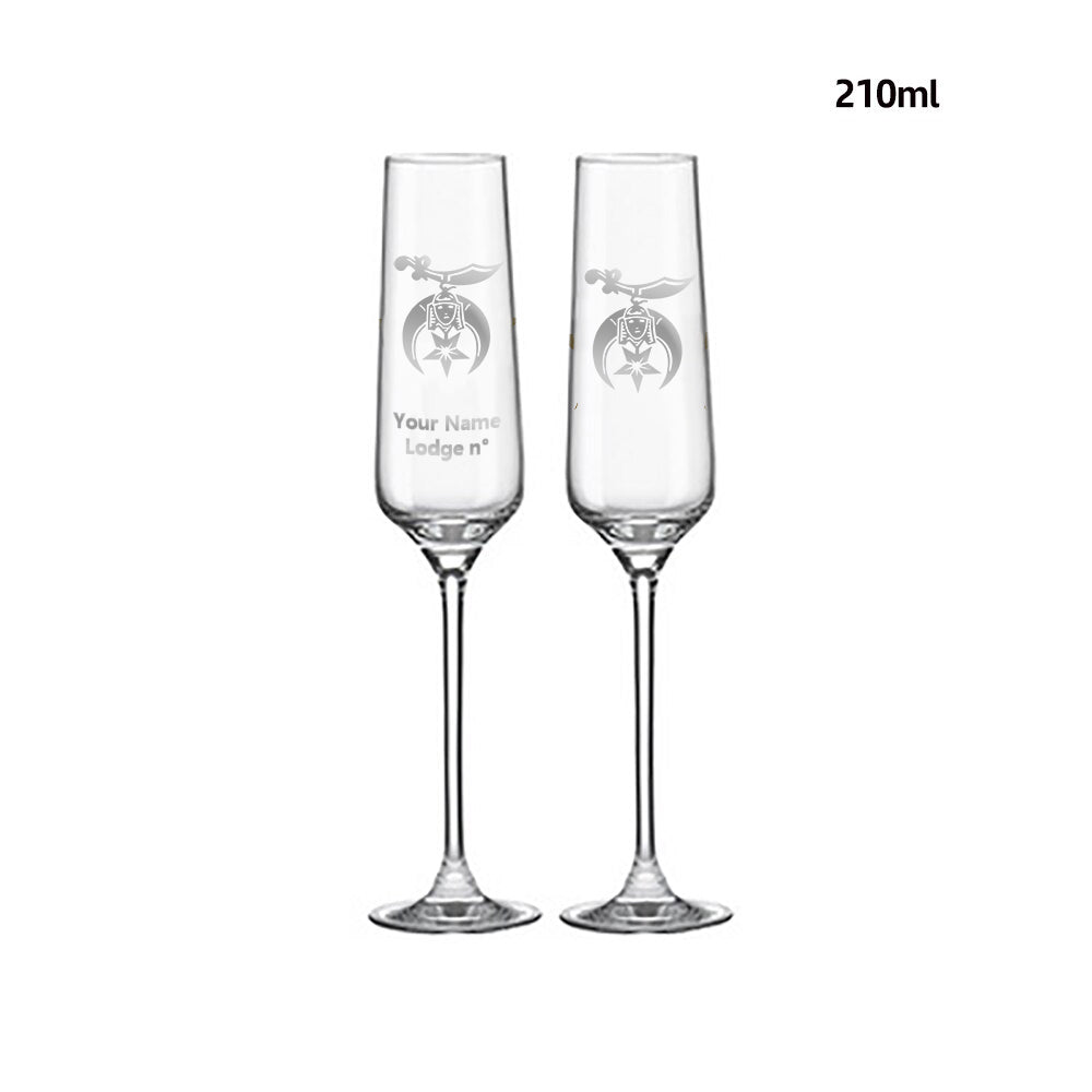 Shriners Champagne Flute - 2 Pieces Set - Bricks Masons