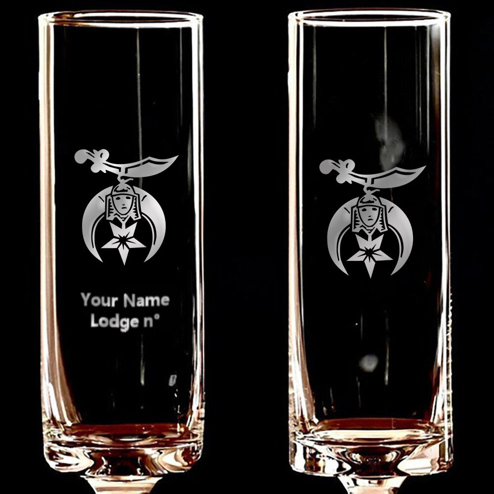 Shriners Champagne Flute - 2 Pieces Set - Bricks Masons