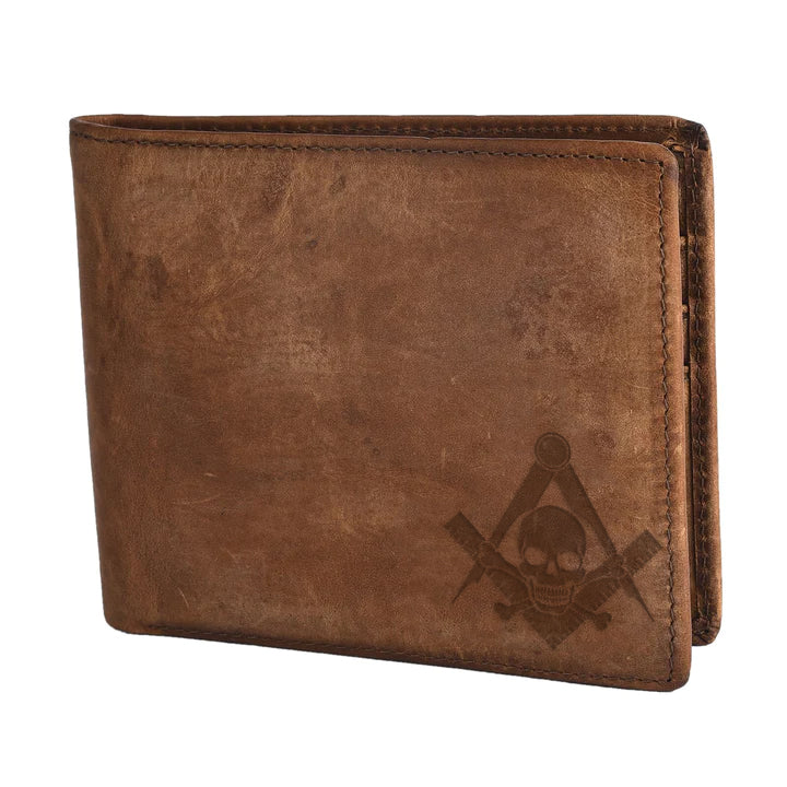 Handmade Leather Widows Sons Wallet - Light & Dark Brown - Bricks Masons