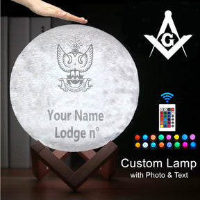 33rd Degree Scottish Rite Lamp - Wings Up 3D Moon Various Colors - Bricks Masons