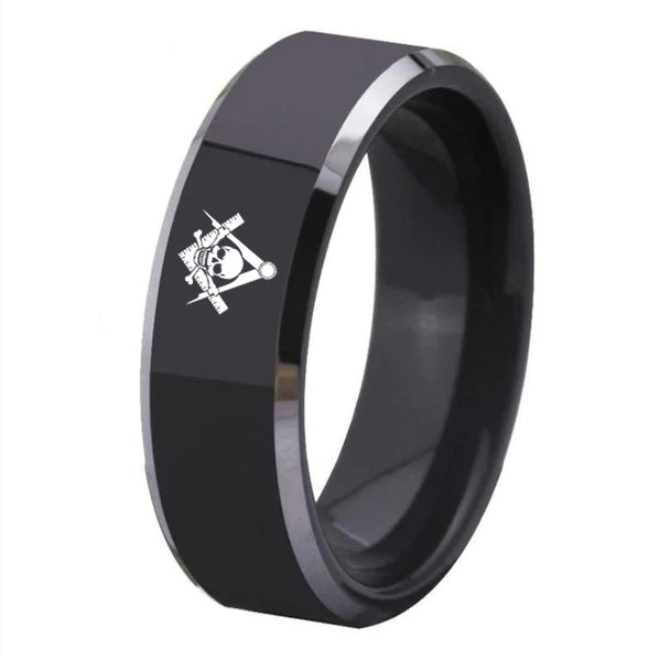 Widows Sons Ring - Black Tungsten Carbide - Bricks Masons