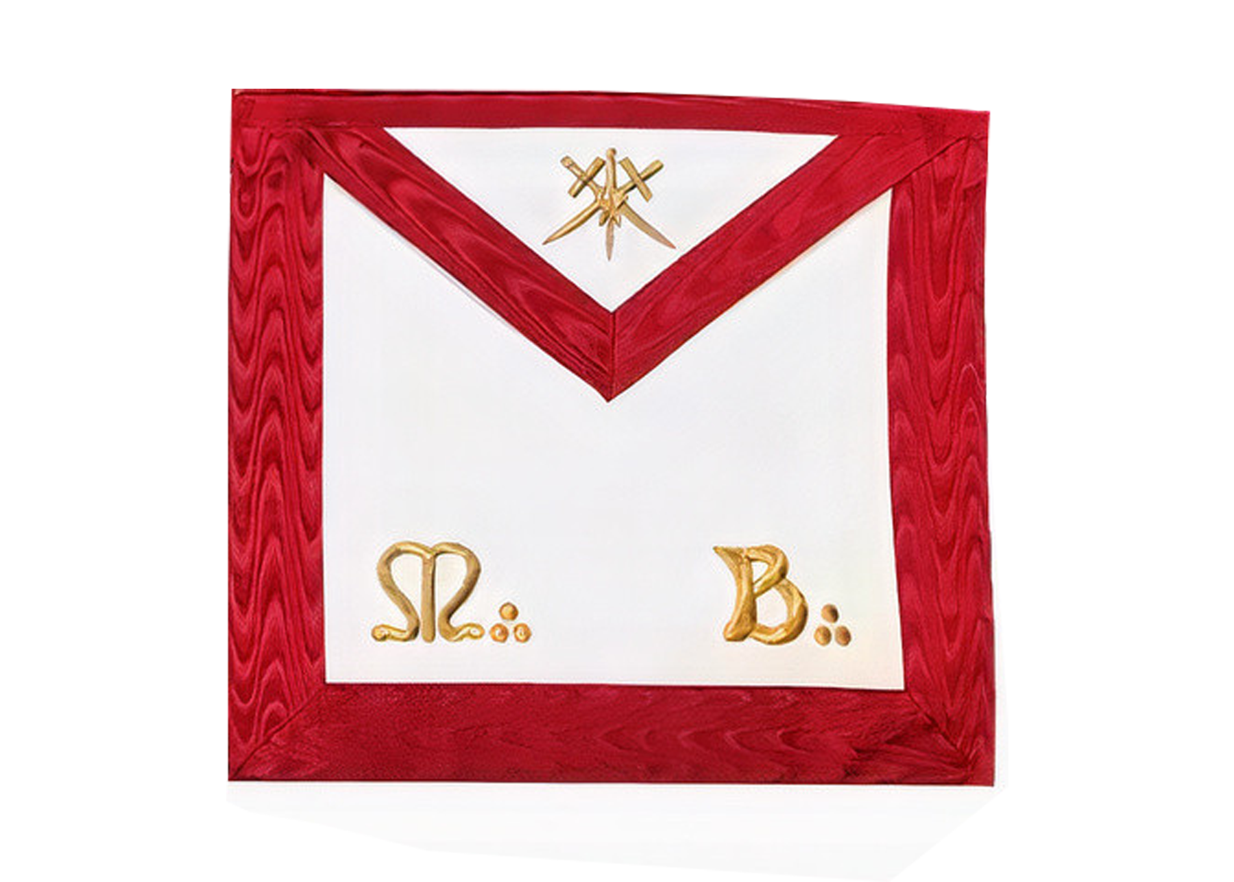 Master of Ceremonies Scottish Rite Apron - Red Moire Gold Embroidery - Bricks Masons