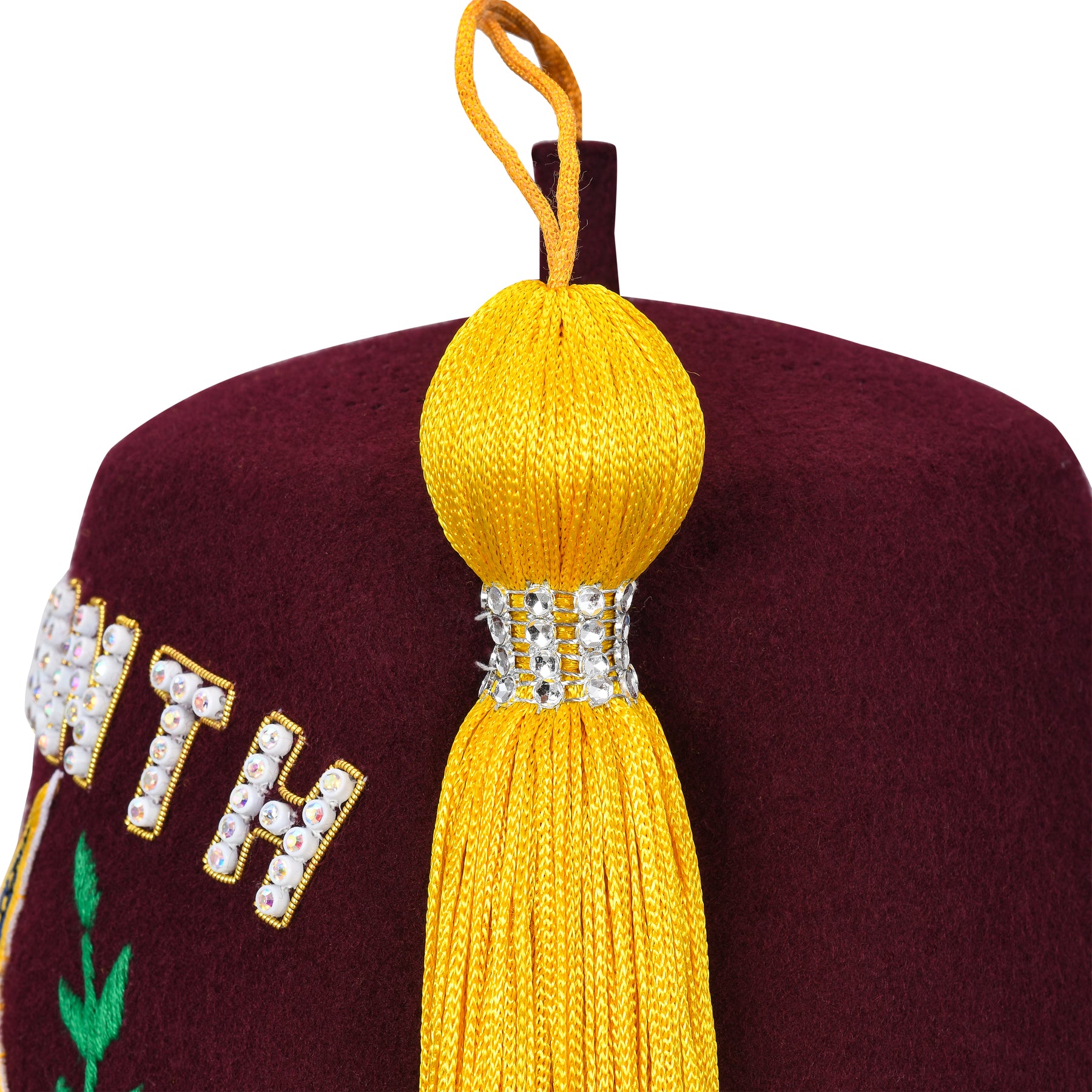 OES Fez Hat - Order of Amaranth  (rhinestones with row options) - Bricks Masons