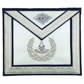 Past Master Blue Lodge Apron - Silver Handmade Embroidery - Bricks Masons