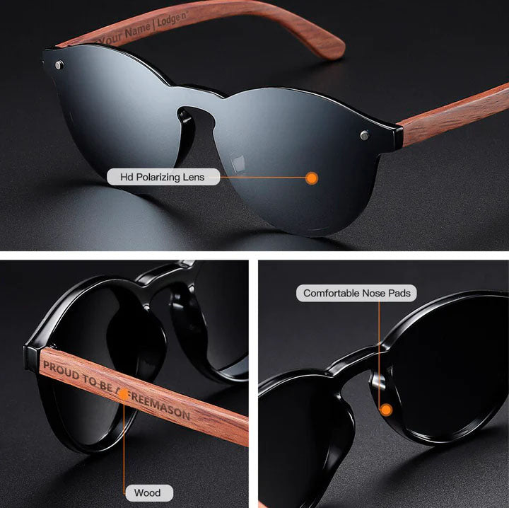 Grand Master Blue Lodge Sunglasses - Leather Case Included - Bricks Masons