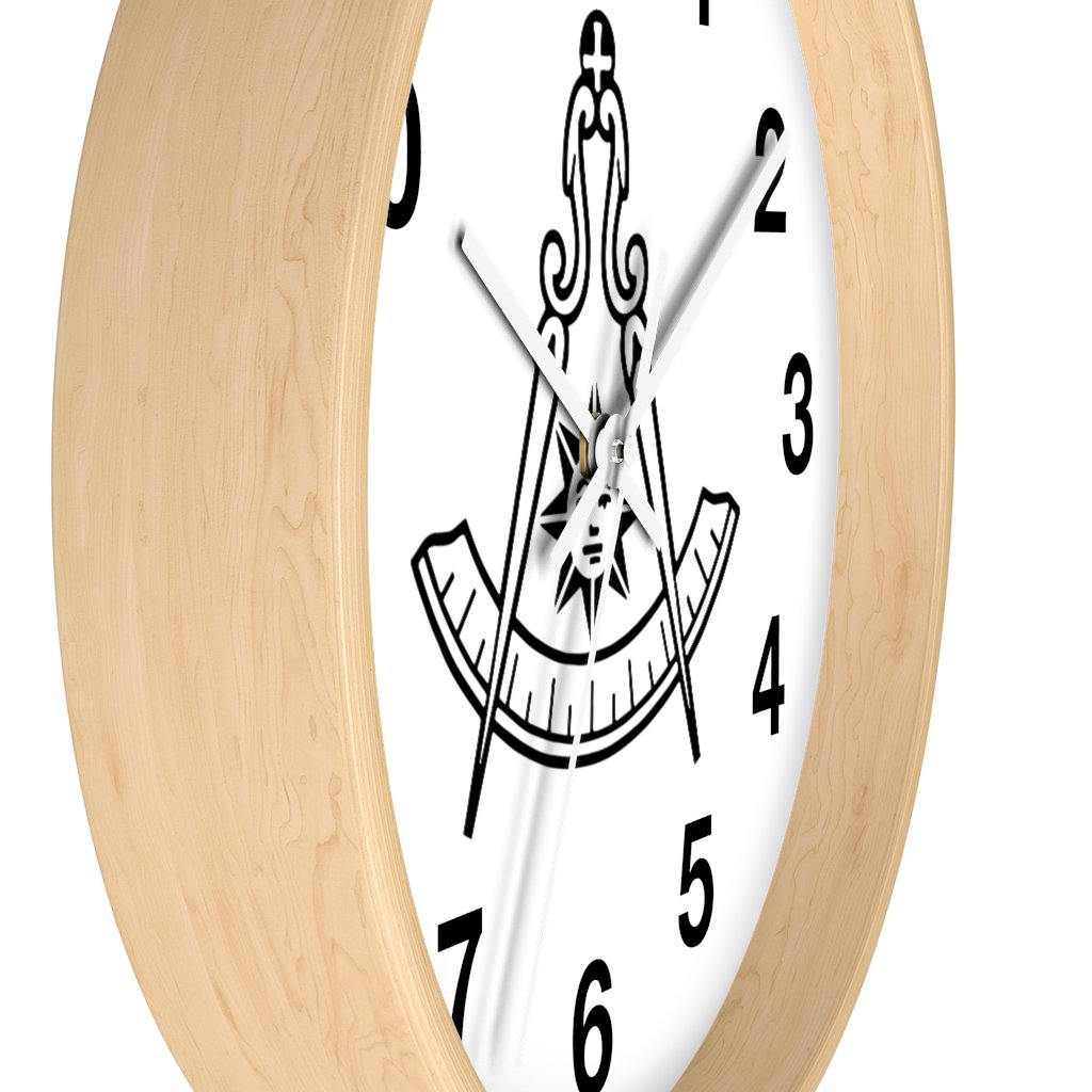 Past Master Blue Lodge California Regulation Clock - Wooden Frame - Bricks Masons