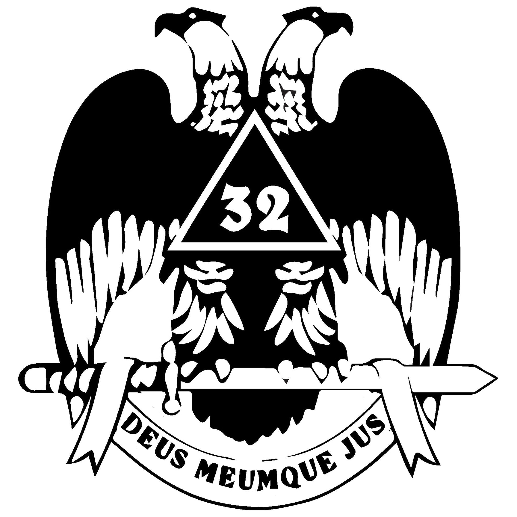 32nd Degree Scottish Rite Wristwatch - Wings Down Leather Straps - Bricks Masons