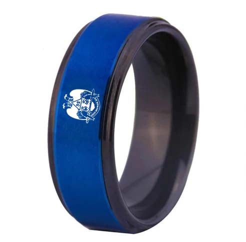 32nd Degree Scottish Rite Ring - Wings Down Blue Tungsten - Bricks Masons