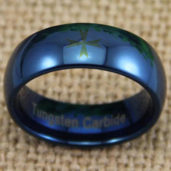 Order of Malta Commandery Ring - Blue Dome Tungsten - Bricks Masons