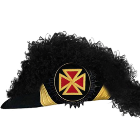 Grand Commander Knights Templar Commandery Chapeau - All Black Plumes - Bricks Masons