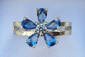 Forget Me Not Masonic Ring - 925K Sterling Silver with Light Blue Stones - Bricks Masons
